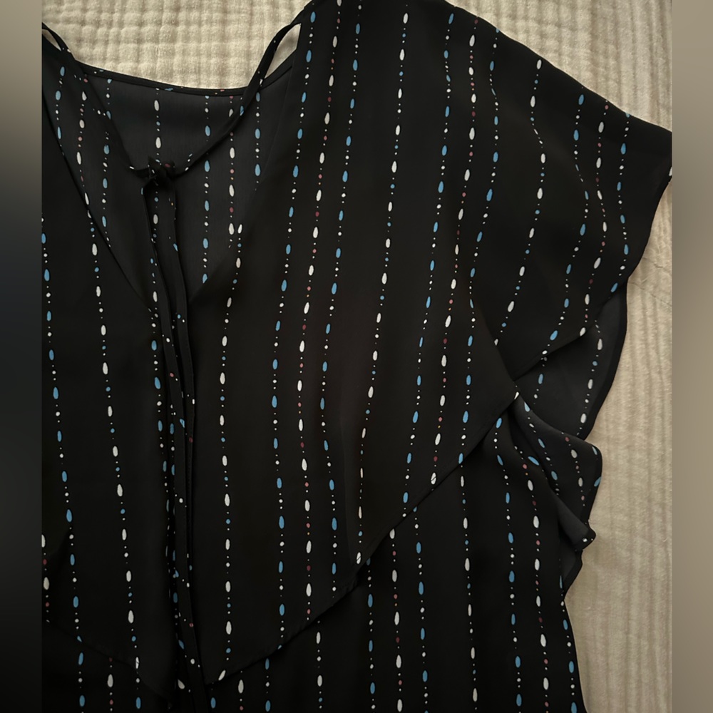 LOFT flutter sleeve black blouse, size M